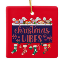 Vibes de Noël Ornement en céramique
