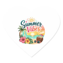 Vibes d'été Autocollant de plage tropicale | Cute