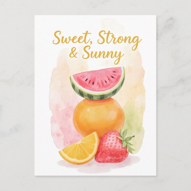 Vibes d'été sucrées - Carte postale de fruits d'aq (Devant)