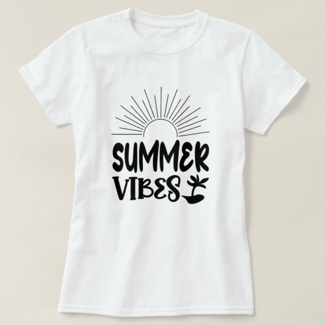 Vibes d'été Sun et Palm Tree T-shirt tendance (Design devant)