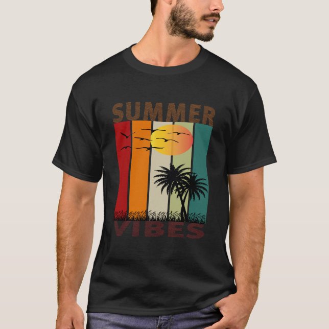 Vibes d'été T-shirt design avec palmiers (Devant)