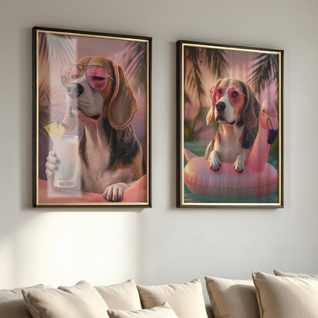 Vibes d'été tropicales beagles Portrait pour anima (Créateur téléchargé)