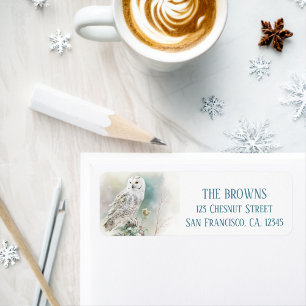 Vibes d'hiver Aquarelle Chouette Adresse de retour