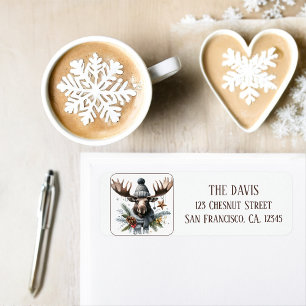 Vibes d'hiver Aquarelle Moose Adresse de retour