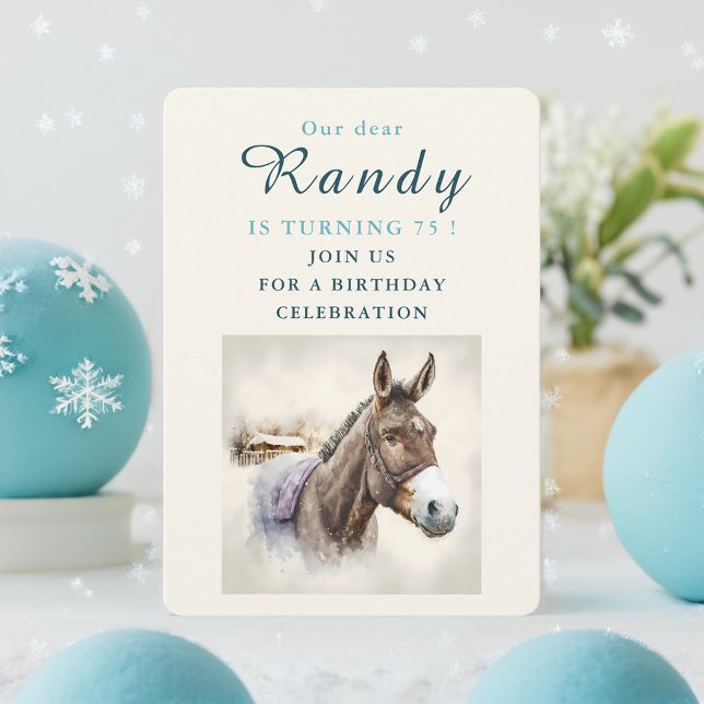 Vibes d'hiver Donkey - Carte d'invitation d'annive (Créateur téléchargé)