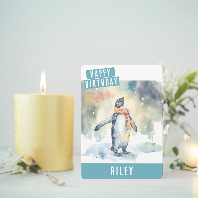 Vibes d'hiver Penguin Carte d'anniversaire (Créateur téléchargé)