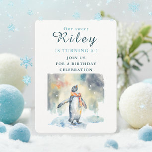 Vibes d'hiver Penguin - Carte d'invitation d'anniv