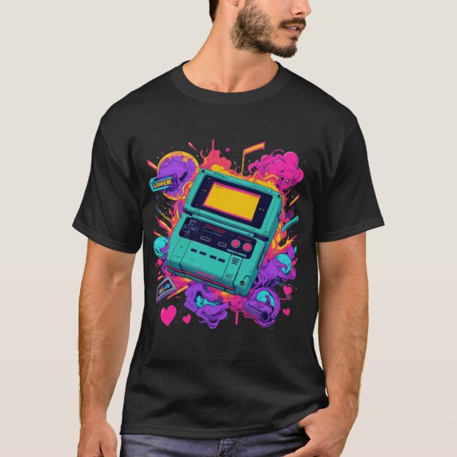 Vibes Gamer Retro - T-Shirt Neon Arcade des années (Devant)