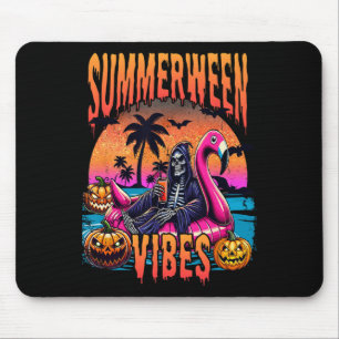 Vibes Halloween Summer Vacation Skeleton Float Mouse Pad
