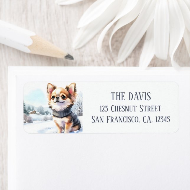 Vibes hiver Aquarelle Chihuahua - (En situation)