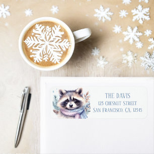 Vibes hiver Aquarelle Raccoon Adresse de retour
