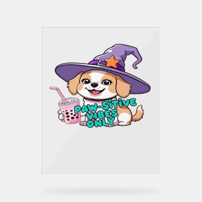 Vibes Paw seulement - Chien mignon avec thé à bull (Recto)