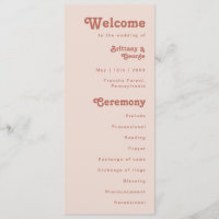 Vibes rétro simples | Blush Pink Wedding Programme