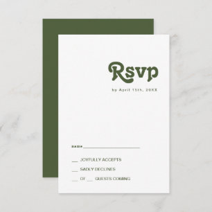 Vibes rétro simples   Carte Olive Green RSVP