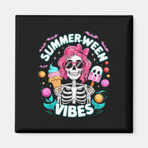Vibes Skeleton Spooky Vacation Halloween Summer Magnet