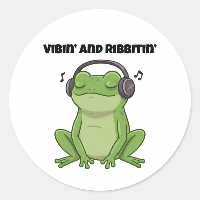 Vibin’ and Ribbitin’ Classic Round Sticker (Front)