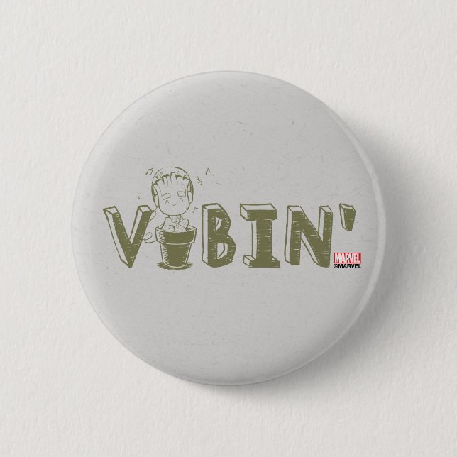 Vibin' Groot Typography Graphic 2 Inch Round Button (Front)