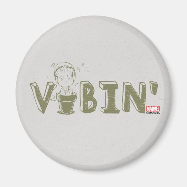 Vibin' Groot Typography Graphic Magnet (Front)