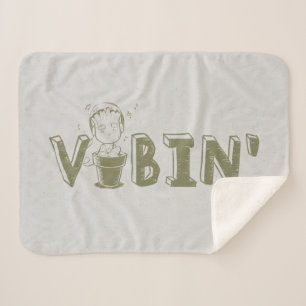 Vibin' Groot Typography Graphic Sherpa Blanket