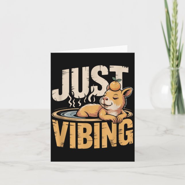 Vibing Funny Capybara Cute Lover Birthday Gift Card (Front)