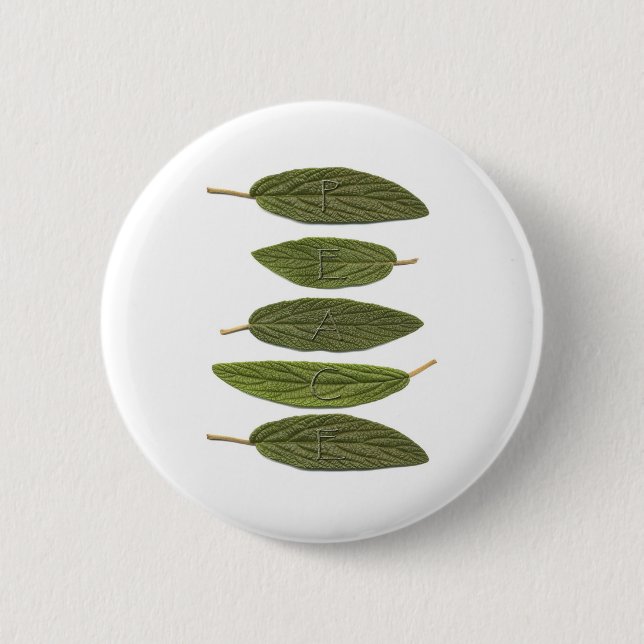 VIBIRNUM leaves PEACE 2 Inch Round Button (Front)