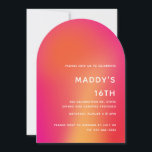 Vibrant 16th Birthday Invitation Template<br><div class="desc">Celebrate a milestone in style with this vibrant and modern 16th birthday invitation template. Featuring a bold ombré gradient with an elegant arched design, this customizable invitation is perfect for sweet sixteens or other milestone celebrations. Personalize it with your event details to create a unique invitation that sets the tone...</div>