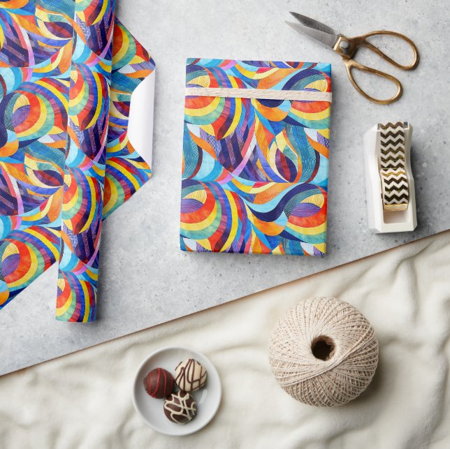 Vibrant 2D Abstract Tapestry Illustration  Wrapping Paper (Crafts)