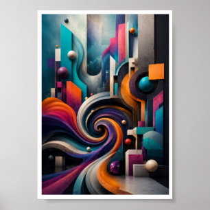 Vibrant 3D Abstract Spiral Wall Art