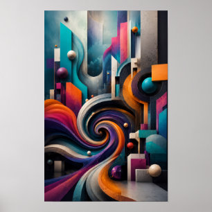 Vibrant 3D Abstract Spiral Wall Art