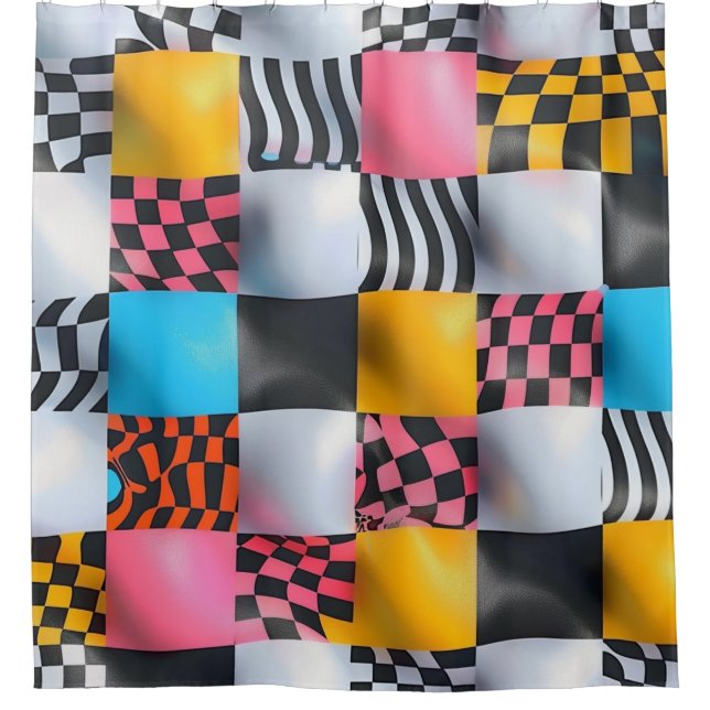 Vibrant 3D Chequerboard – Playful Retro Pop (Front)