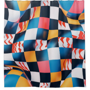Vibrant 3D Fabric Ripple Chequerboard Pattern