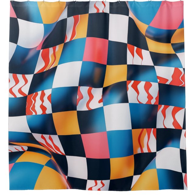 Vibrant 3D Fabric Ripple Chequerboard Pattern (Front)
