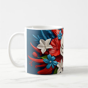 Vibrant 3d flowers coffee mug