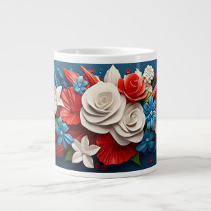 Vibrant 3d flowers large coffee mug