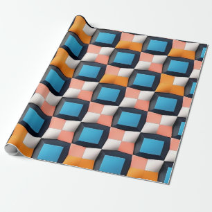 Vibrant 3D Geometric Illusion Pattern - Bold Colou Wrapping Paper