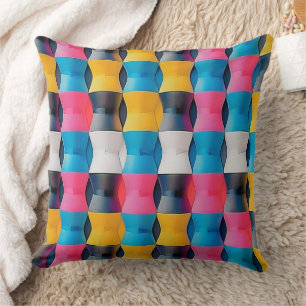 Vibrant 3D Hourglass Geometric Pattern Throw Pillow