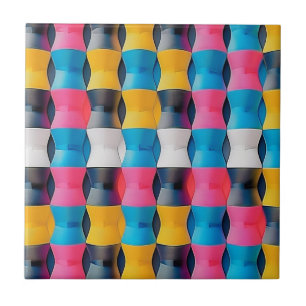 Vibrant 3D Hourglass Geometric Pattern Tile