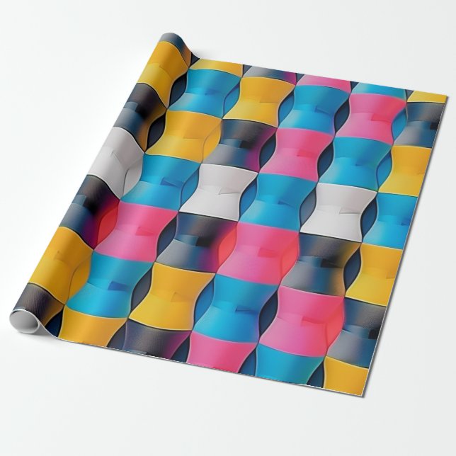 Vibrant 3D Hourglass Geometric Pattern Wrapping Paper (Unrolled)