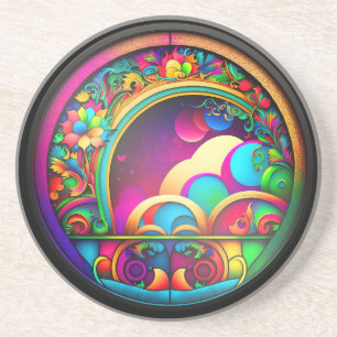 Vibrant 3D Multi-Colour Swirls  Coaster