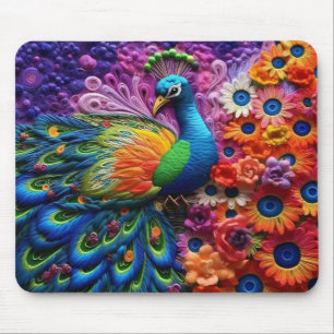 Vibrant 3D Peacock Mouse Pad