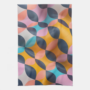 Vibrant 3D Petal Geometry Pattern in Bold Colours Kitchen Towel