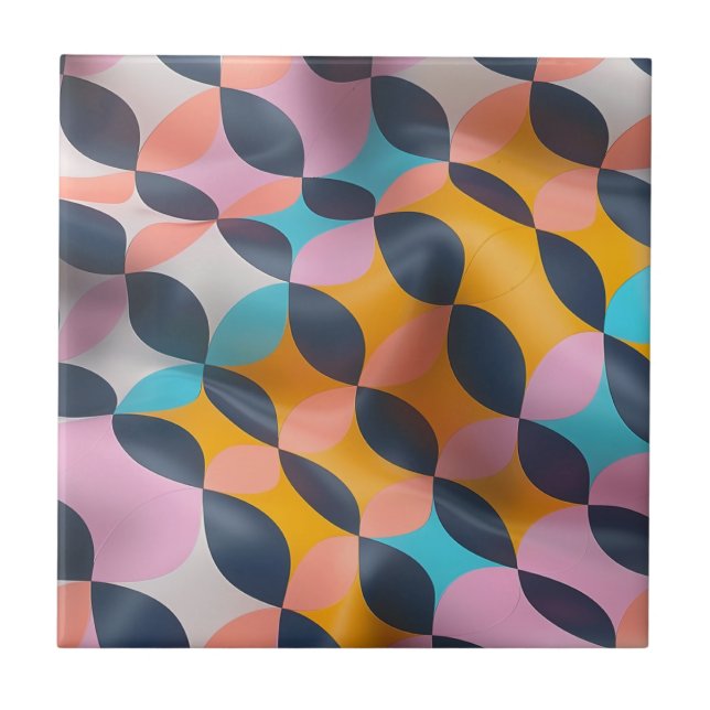 Vibrant 3D Petal Geometry Pattern in Bold Colours Tile (Front)