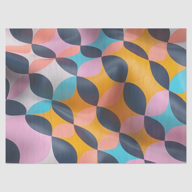 Vibrant 3D Petal Geometry Pattern in Bold Colours Tissue Paper (Front)