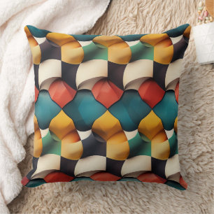 Vibrant 3D Petal Wave Geometric in Bold Colour Throw Pillow