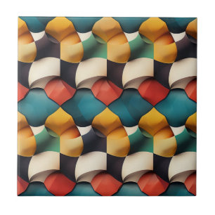 Vibrant 3D Petal Wave Geometric in Bold Colour Tile
