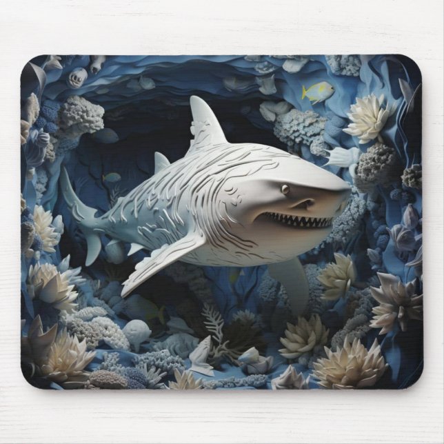 Vibrant 3D Shark Mouse Pad (Front)