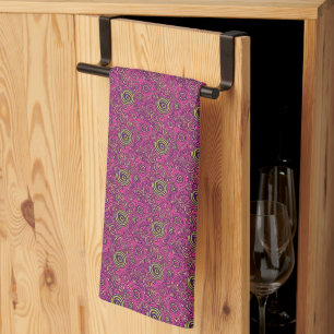 Vibrant 60s Psychedelic Paisley Retro Swirl Kitchen Towel