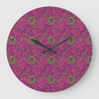 Vibrant 60s Psychedelic Paisley Retro Swirl Large Clock