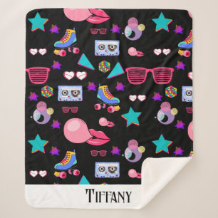 Vibrant 80s design sherpa blanket