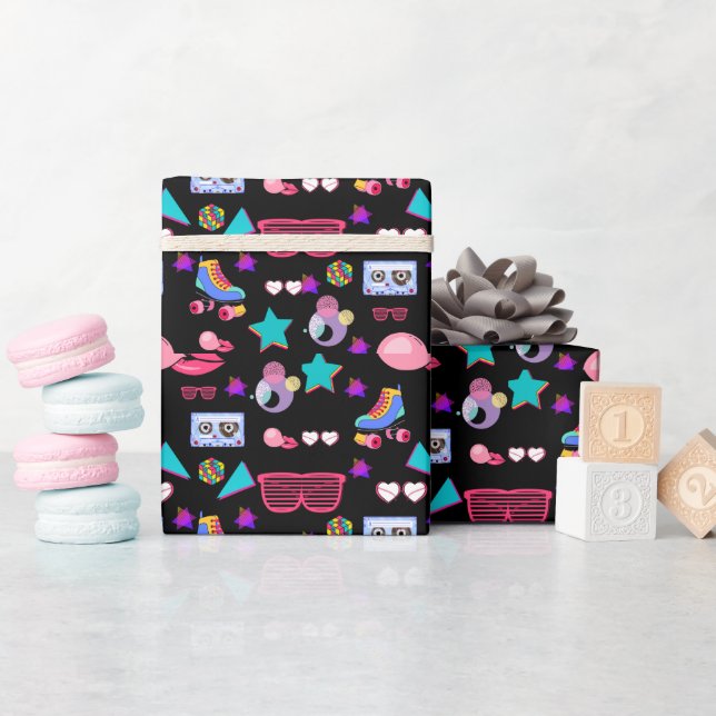 Vibrant 80s design wrapping paper (Baby Shower)